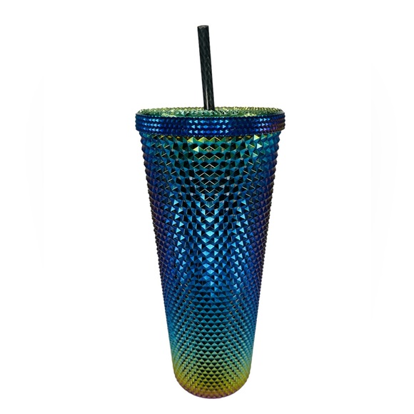 NWT Starbucks Metallic Oil Slick Rainbow Bling Venti Studded Tumbler 2023 - Picture 2 of 2